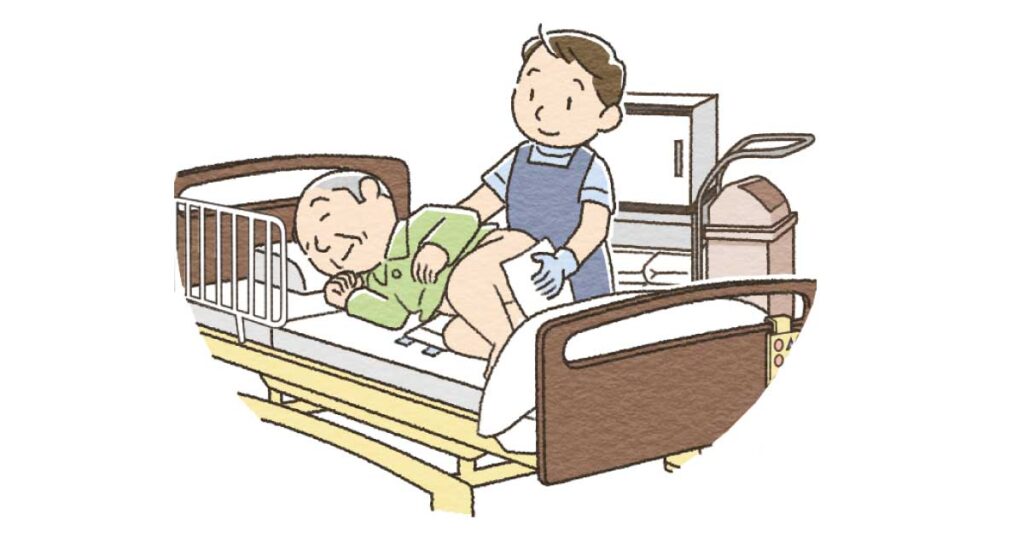 オムツ交換をしているイラスト